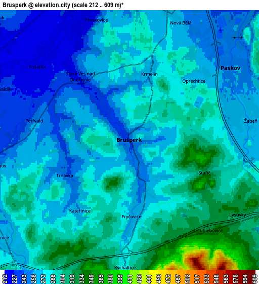 Zoom OUT 2x Brušperk, Czech Republic elevation map