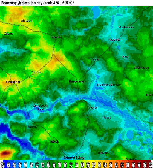 Zoom OUT 2x Borovany, Czech Republic elevation map