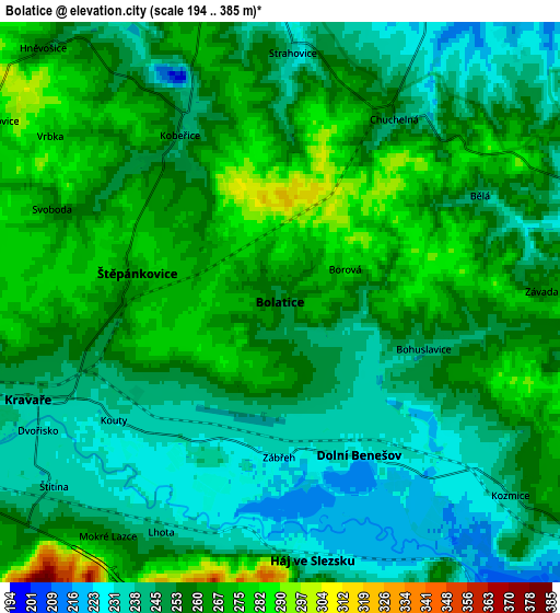 Zoom OUT 2x Bolatice, Czech Republic elevation map