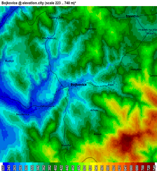 Zoom OUT 2x Bojkovice, Czech Republic elevation map