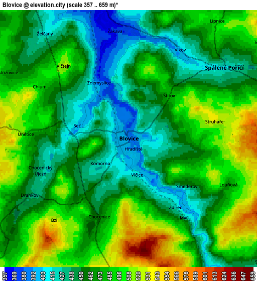 Zoom OUT 2x Blovice, Czech Republic elevation map