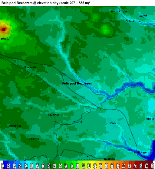 Zoom OUT 2x Bělá pod Bezdězem, Czech Republic elevation map