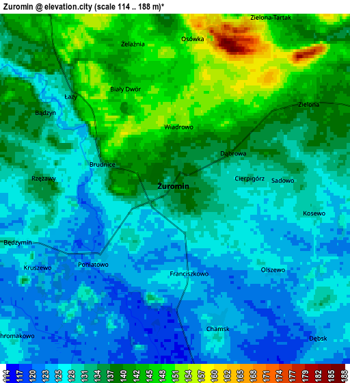 Zoom OUT 2x Żuromin, Poland elevation map