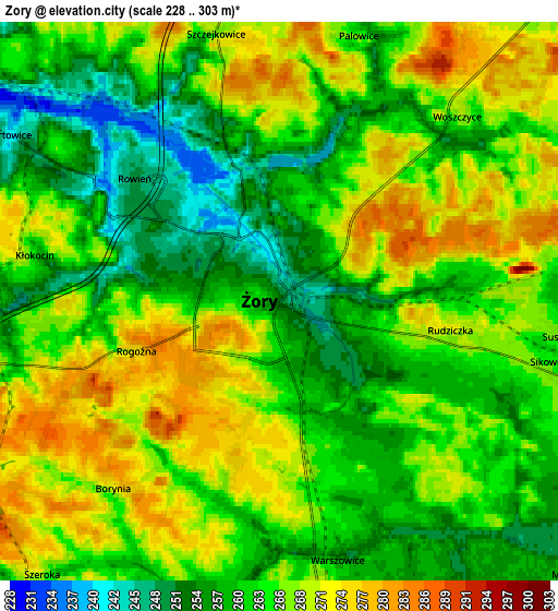 Zoom OUT 2x Żory, Poland elevation map