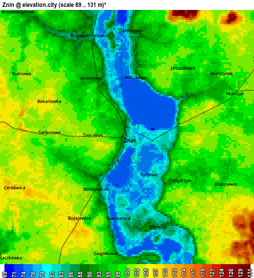 Zoom OUT 2x Żnin, Poland elevation map