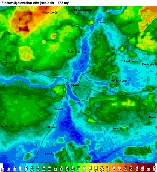 Zoom OUT 2x Złotów, Poland elevation map