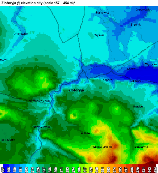 Zoom OUT 2x Złotoryja, Poland elevation map