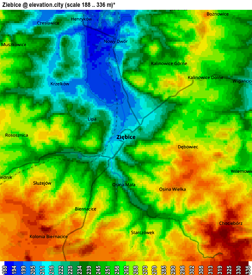 Zoom OUT 2x Ziębice, Poland elevation map