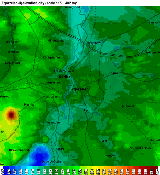 Zoom OUT 2x Zgorzelec, Poland elevation map