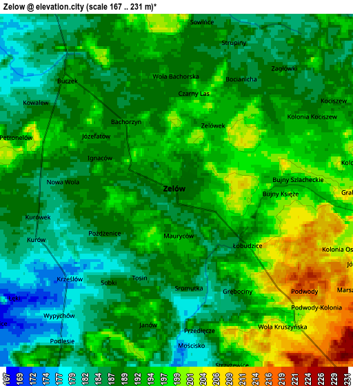 Zoom OUT 2x Zelów, Poland elevation map