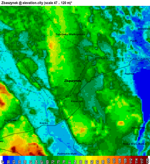 Zoom OUT 2x Zbąszynek, Poland elevation map