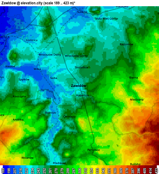 Zoom OUT 2x Zawidów, Poland elevation map