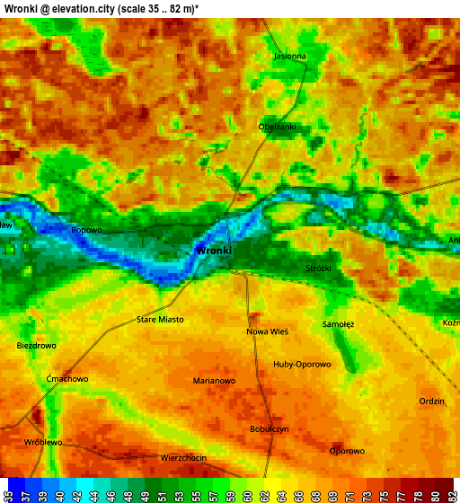 Zoom OUT 2x Wronki, Poland elevation map