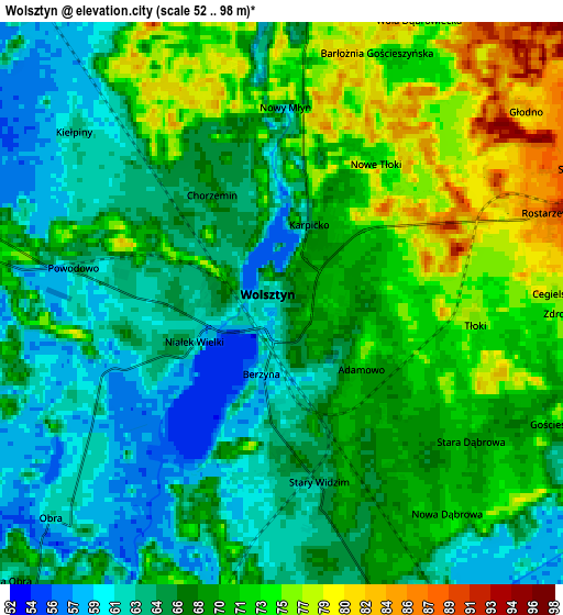 Zoom OUT 2x Wolsztyn, Poland elevation map