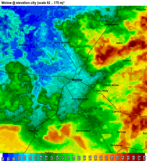 Zoom OUT 2x Wołów, Poland elevation map