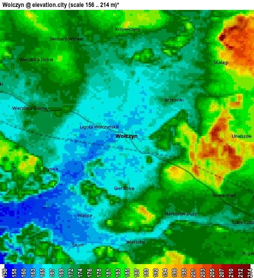 Zoom OUT 2x Wołczyn, Poland elevation map