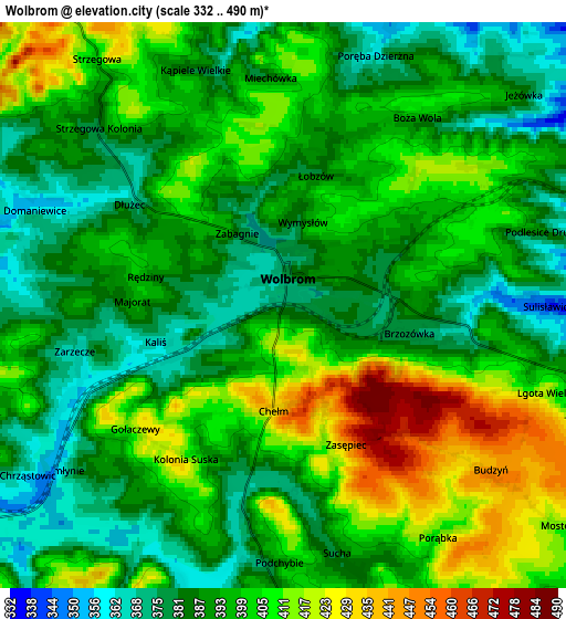 Zoom OUT 2x Wolbrom, Poland elevation map