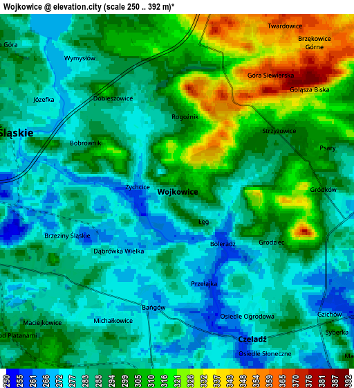 Zoom OUT 2x Wojkowice, Poland elevation map