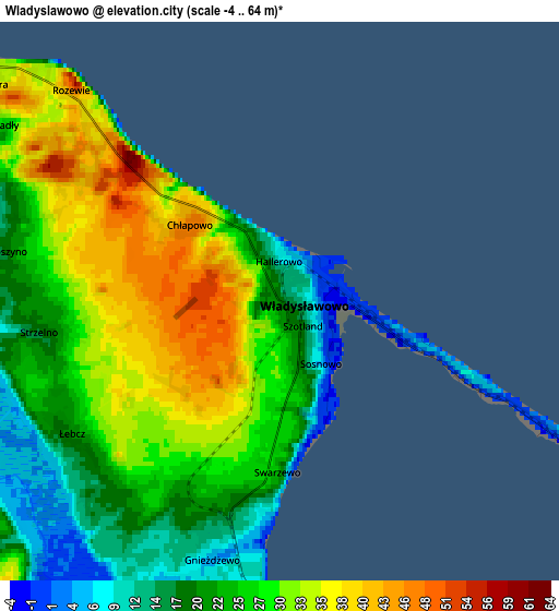 Zoom OUT 2x Władysławowo, Poland elevation map