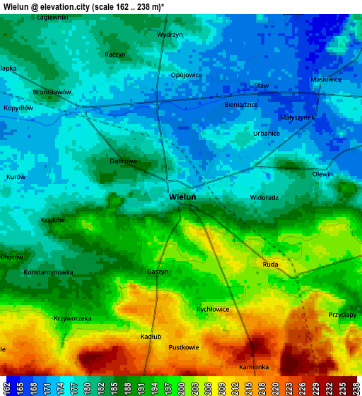 Zoom OUT 2x Wieluń, Poland elevation map