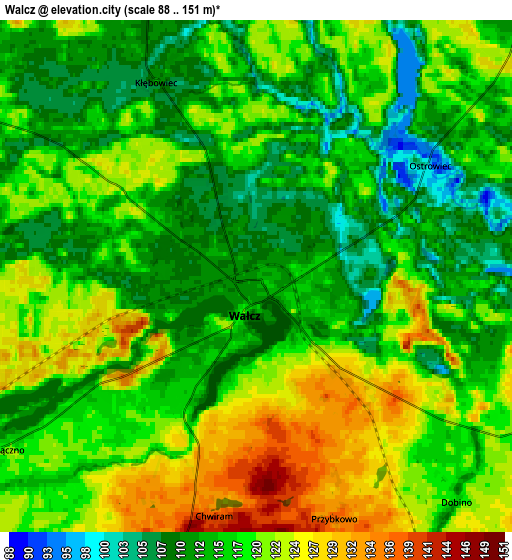 Zoom OUT 2x Wałcz, Poland elevation map