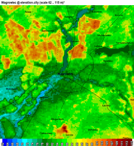 Zoom OUT 2x Wągrowiec, Poland elevation map