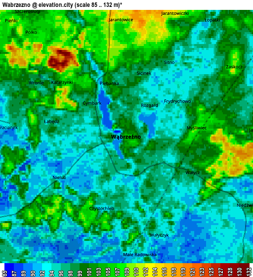 Zoom OUT 2x Wąbrzeźno, Poland elevation map