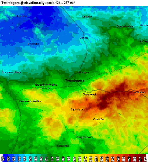 Zoom OUT 2x Twardogóra, Poland elevation map