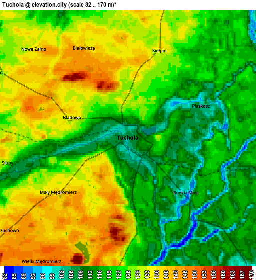 Zoom OUT 2x Tuchola, Poland elevation map