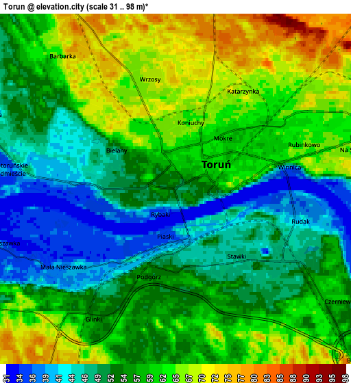Zoom OUT 2x Toruń, Poland elevation map