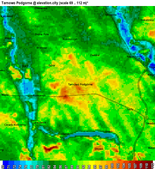 Zoom OUT 2x Tarnowo Podgórne, Poland elevation map