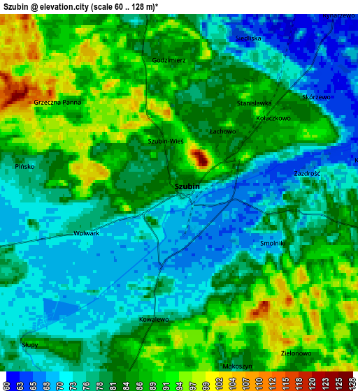 Zoom OUT 2x Szubin, Poland elevation map