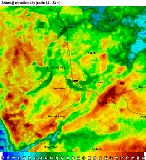 Zoom OUT 2x Sztum, Poland elevation map