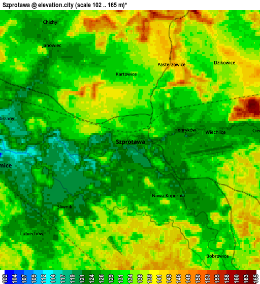 Zoom OUT 2x Szprotawa, Poland elevation map