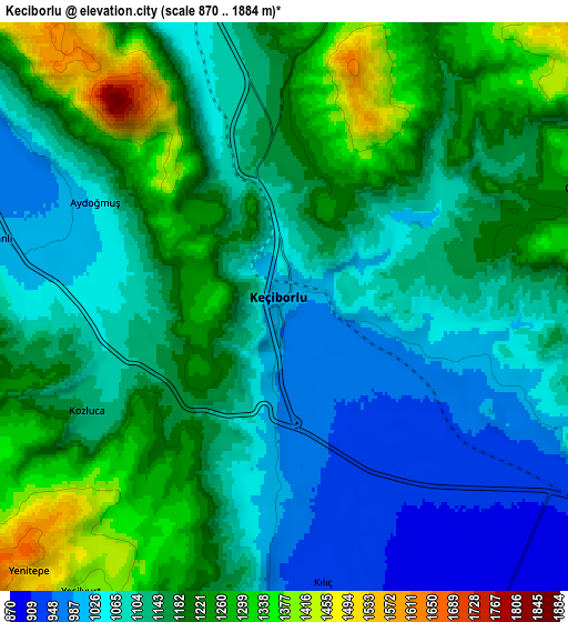 Zoom OUT 2x Keçiborlu, Turkey elevation map