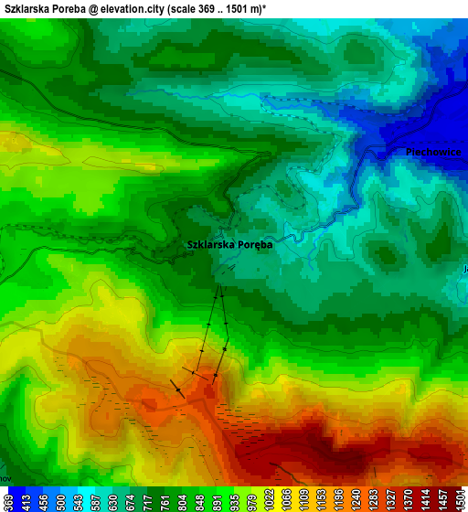 Zoom OUT 2x Szklarska Poręba, Poland elevation map