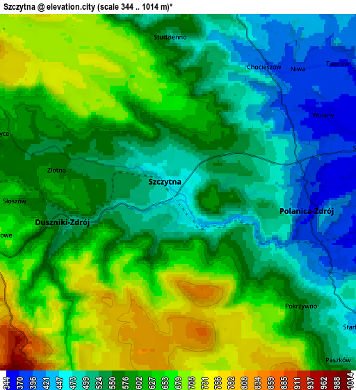 Zoom OUT 2x Szczytna, Poland elevation map