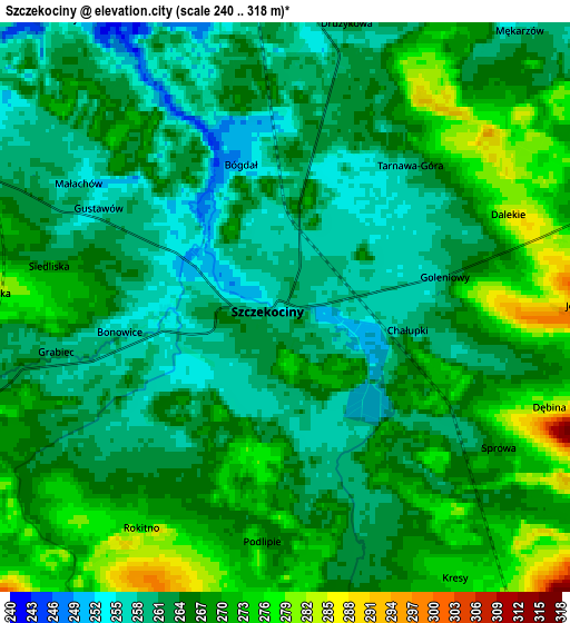 Zoom OUT 2x Szczekociny, Poland elevation map