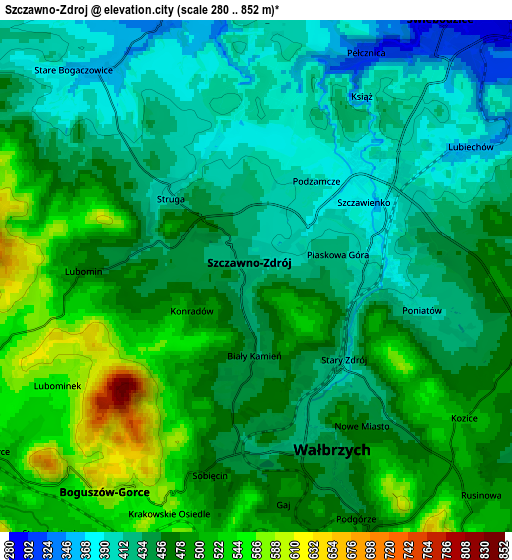 Zoom OUT 2x Szczawno-Zdrój, Poland elevation map