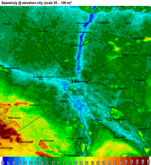 Zoom OUT 2x Szamotuły, Poland elevation map