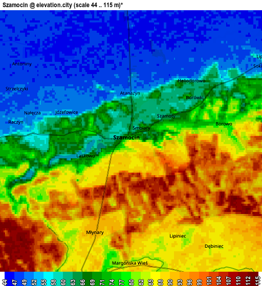 Zoom OUT 2x Szamocin, Poland elevation map