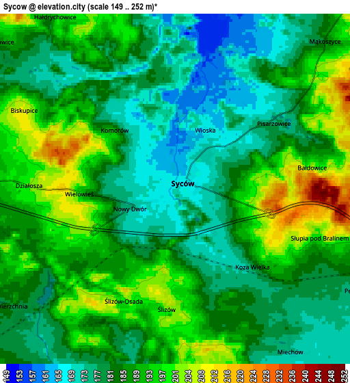 Zoom OUT 2x Syców, Poland elevation map