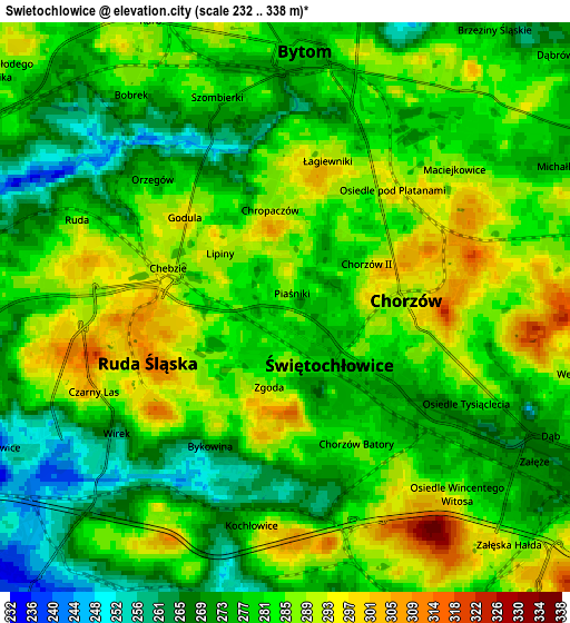 Zoom OUT 2x Świętochłowice, Poland elevation map