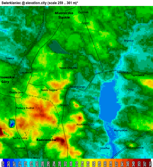 Zoom OUT 2x Świerklaniec, Poland elevation map