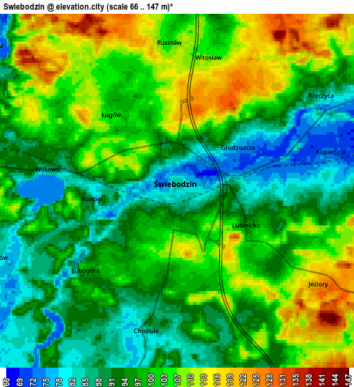 Zoom OUT 2x Świebodzin, Poland elevation map