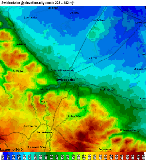 Zoom OUT 2x Świebodzice, Poland elevation map