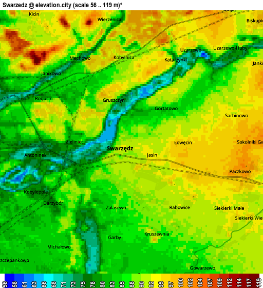 Zoom OUT 2x Swarzędz, Poland elevation map