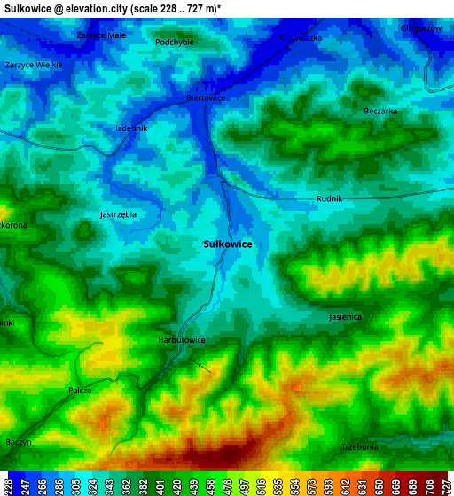 Zoom OUT 2x Sułkowice, Poland elevation map