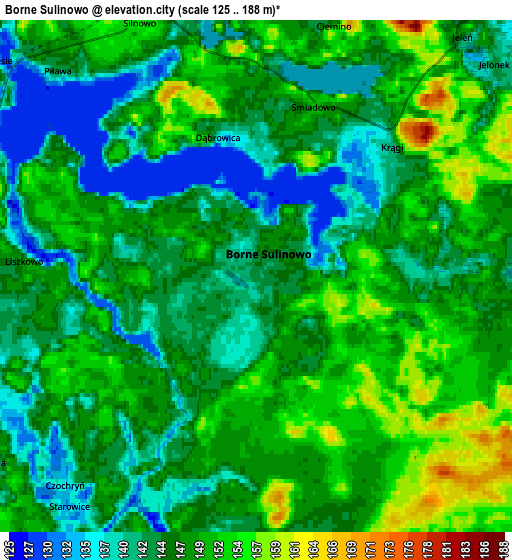 Zoom OUT 2x Borne Sulinowo, Poland elevation map