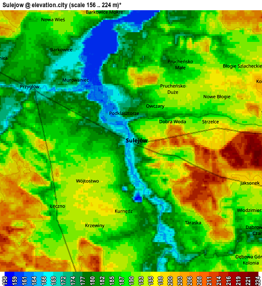 Zoom OUT 2x Sulejów, Poland elevation map